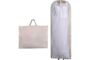 DIOMMELL 63" Bridal Wedding Gown Dress Garment Bag Extra Large Foldable Portable Travel Cover Hanging Luggage with Pockets for Womens, 5.9" Gusseted