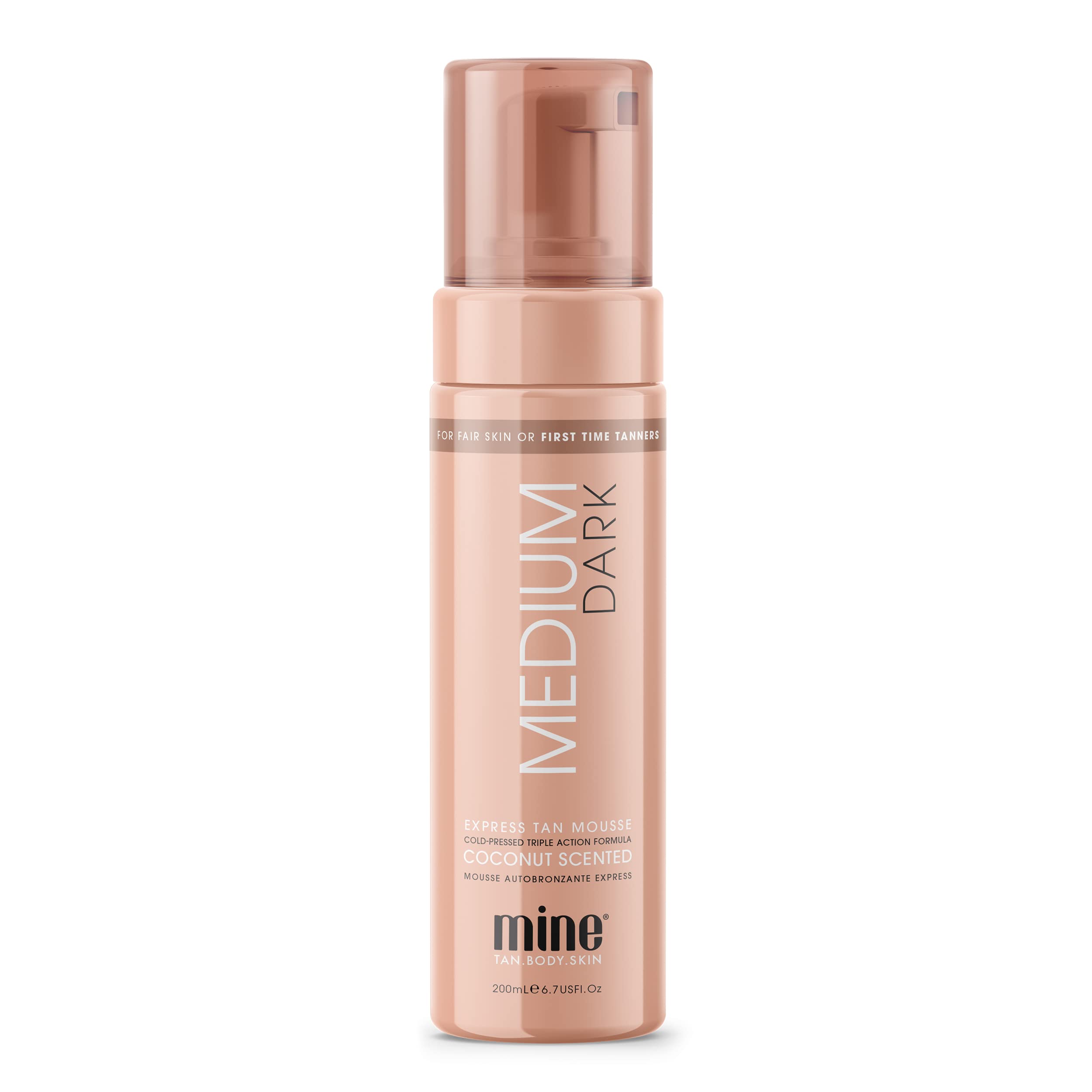 MINETAN BODY.SKIN Medium Dark Fake Tan Mousse - Subtle Bronzed Glow For Fairer or Paler Skin Tones or 200ml Self Tanner for Body & Face, Sunless Tanning Foam