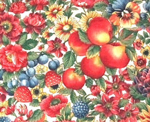Set of 5 FAT QUARTERS Fabric 100% COTTON ~ FRUIT &amp; FLOWERS ~ Quilt ~ Crafts ~ Sewing