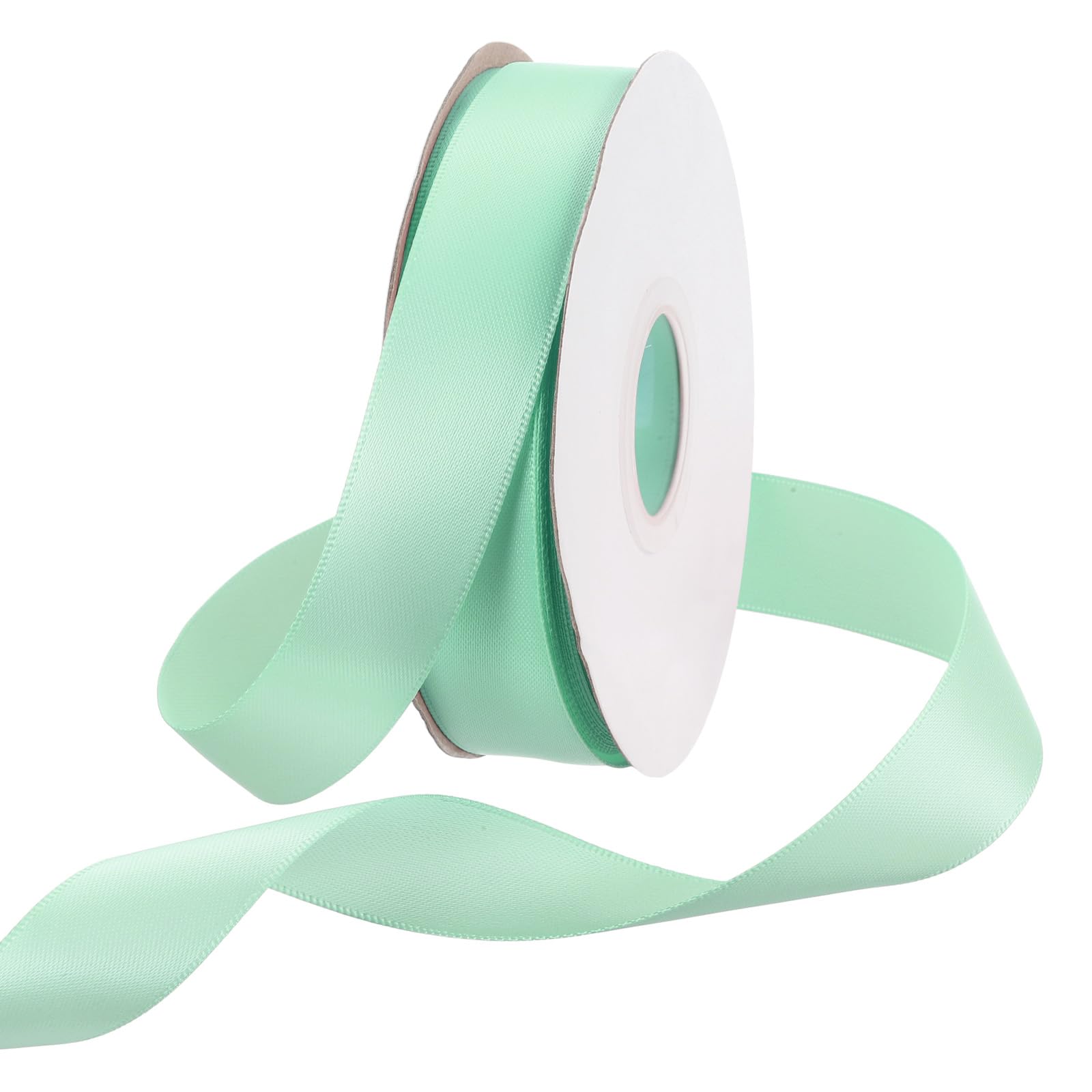 Rebower 20mm Satin Ribbon 23m Thick Double Face Grosgrain Silk Ribbon, [for Gift Wrapping, Hair Bows, Wedding, Cake, Flower] - 25 Yard/75ft/ Turquoise Green