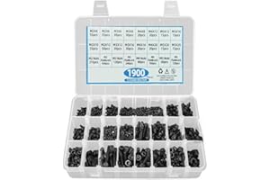 WiliThghe 1900PCS M2 M3 M4 M5 Metric Screw Combination, Hex Nut Metric Bolt and Nut Combination Kit, Metric Nut and Bolt Flat