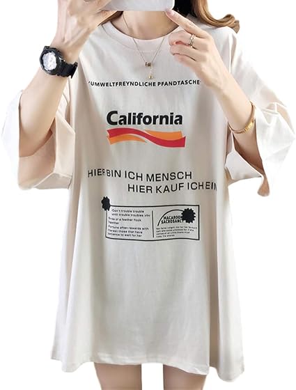Amazon Mcbm ビッグ シルエット レディース 大きいサイズ ｔシャツ 英字 おおきい サイズ トップス プリント ビッグシルエット 女性 ゆったり Tシャツ 半袖 ホワイトcl M Tシャツ カットソー 通販