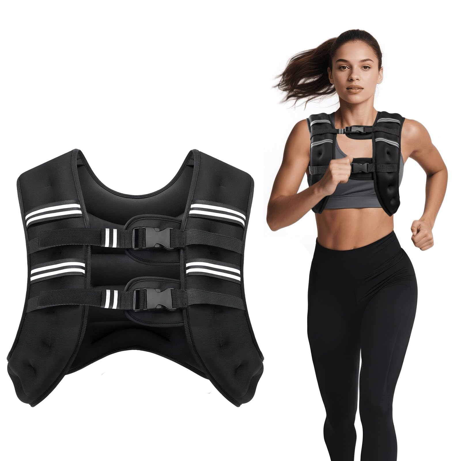 Photo 1 of Ragebby Weighted Vest, 12lbs Vest for Men Women with Reflective Stripe, Body Weight Vests Adjustable for Workout, Strength Training, Running, Fitness, Muscle Building, Weight Loss