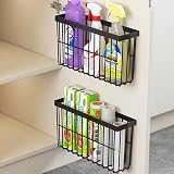 EigPluy 2 Pieces Kitchen Cabinet Door Storage Box Self-Adhesive Black view 2