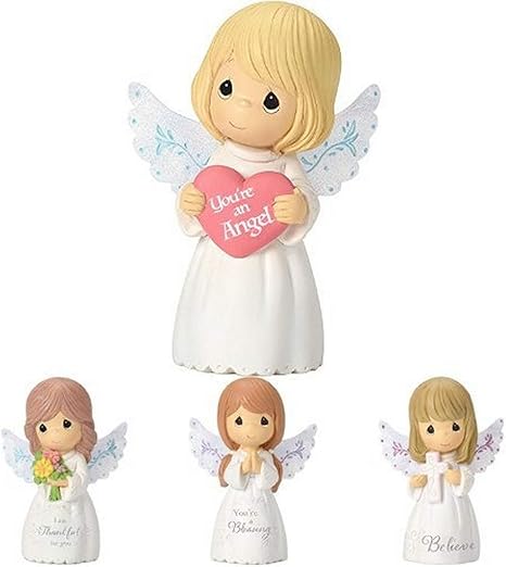 Amazon Com Precious Moments Mini Resin Inspirational Girl Set Of 4 Angel Figurines Home Kitchen