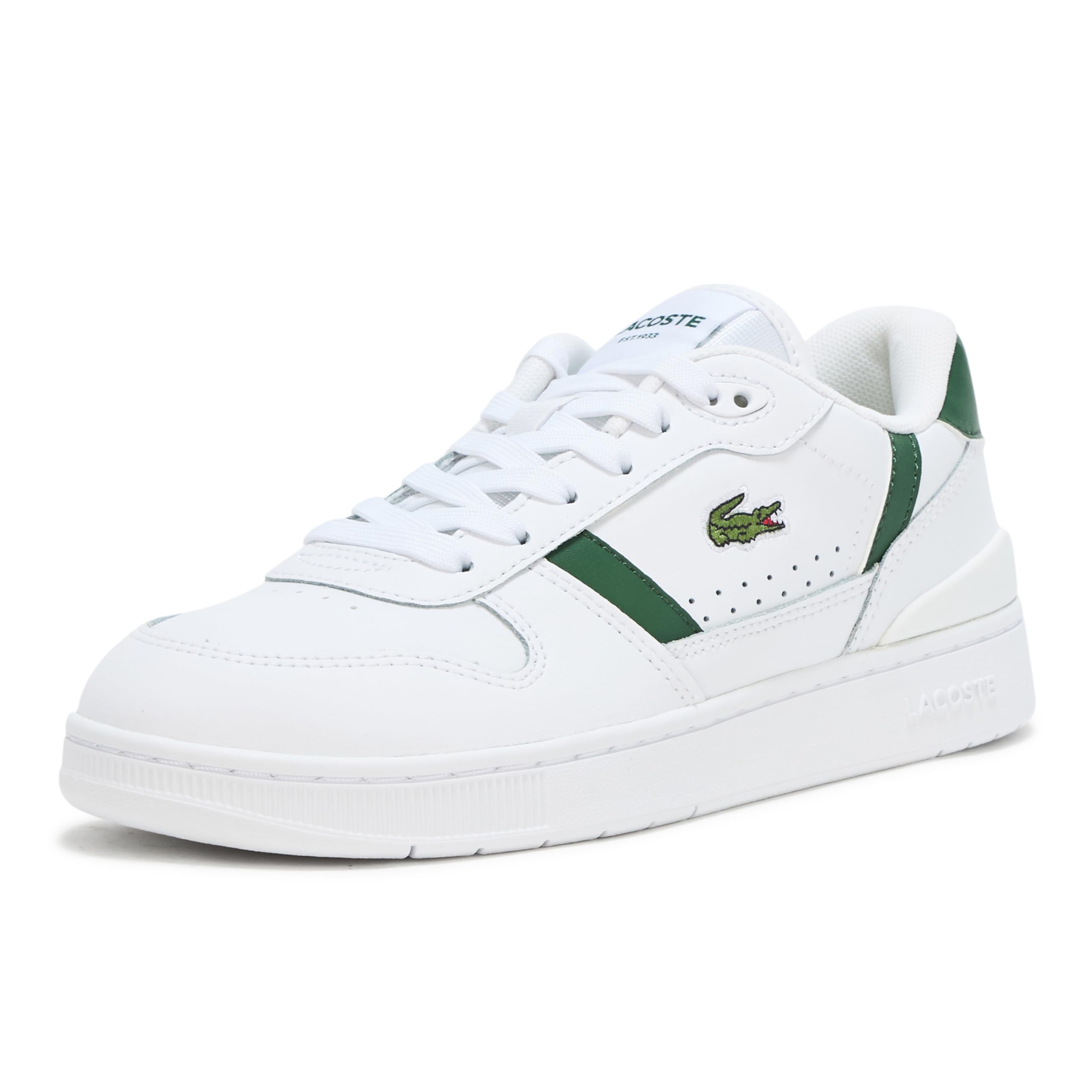 Lacoste Women’s T-Clip Set Sneaker, White/Dark Green, 5.5