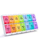 Sukuos AM PM Weekly 7 Day Pill Organizer 2 Times A