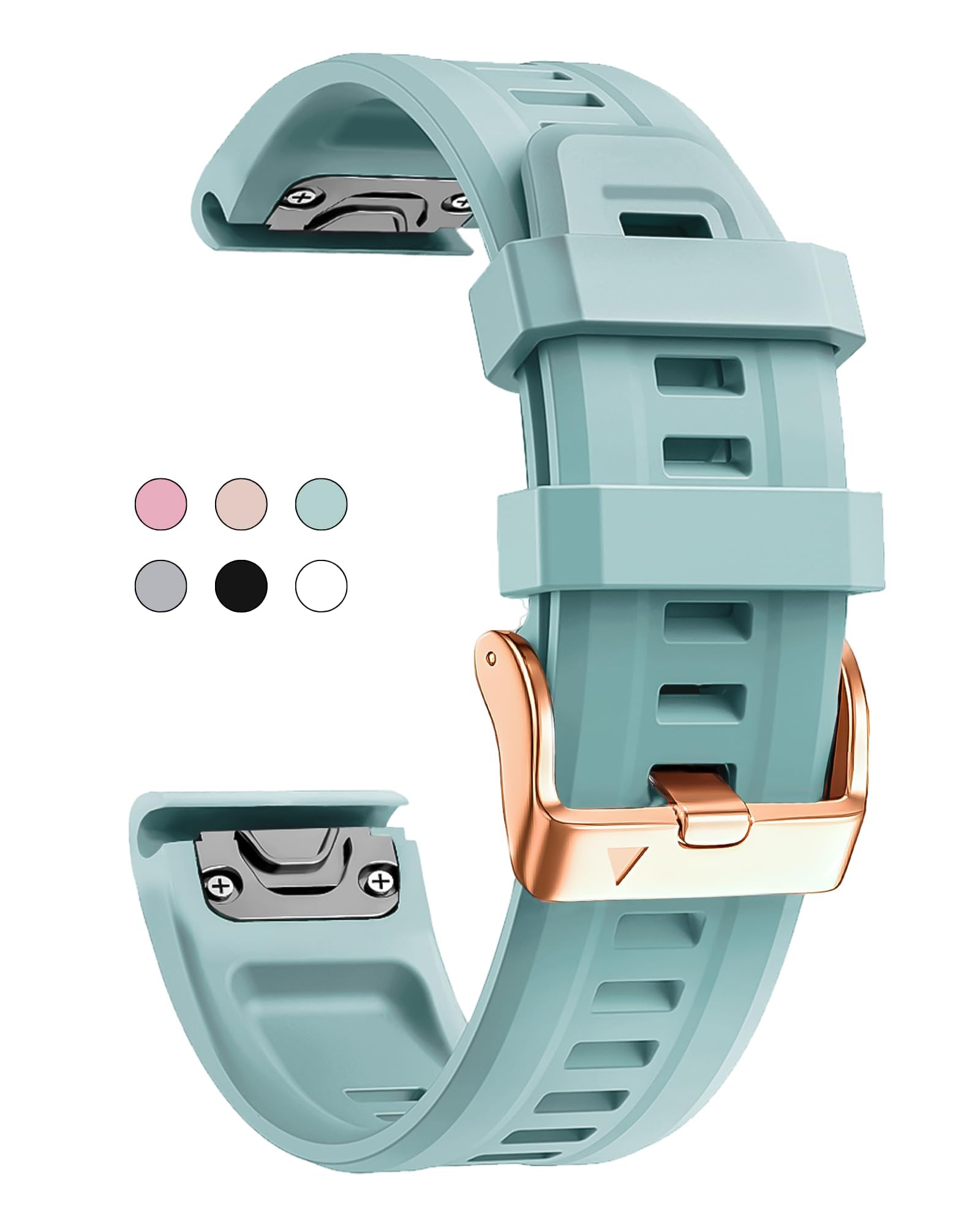 Photo 1 of OUTVI 20mm Watch Band for Garmin fenix 5s fenix 6s fenix 7s pro soft silicone with Rose Gold buckle quick fit 20 bands