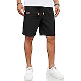 COOFANDY Mens Casual Linen Shorts Elastic Waist Drawstring Loose Fit Summer Beach Vacation Shorts with Pockets