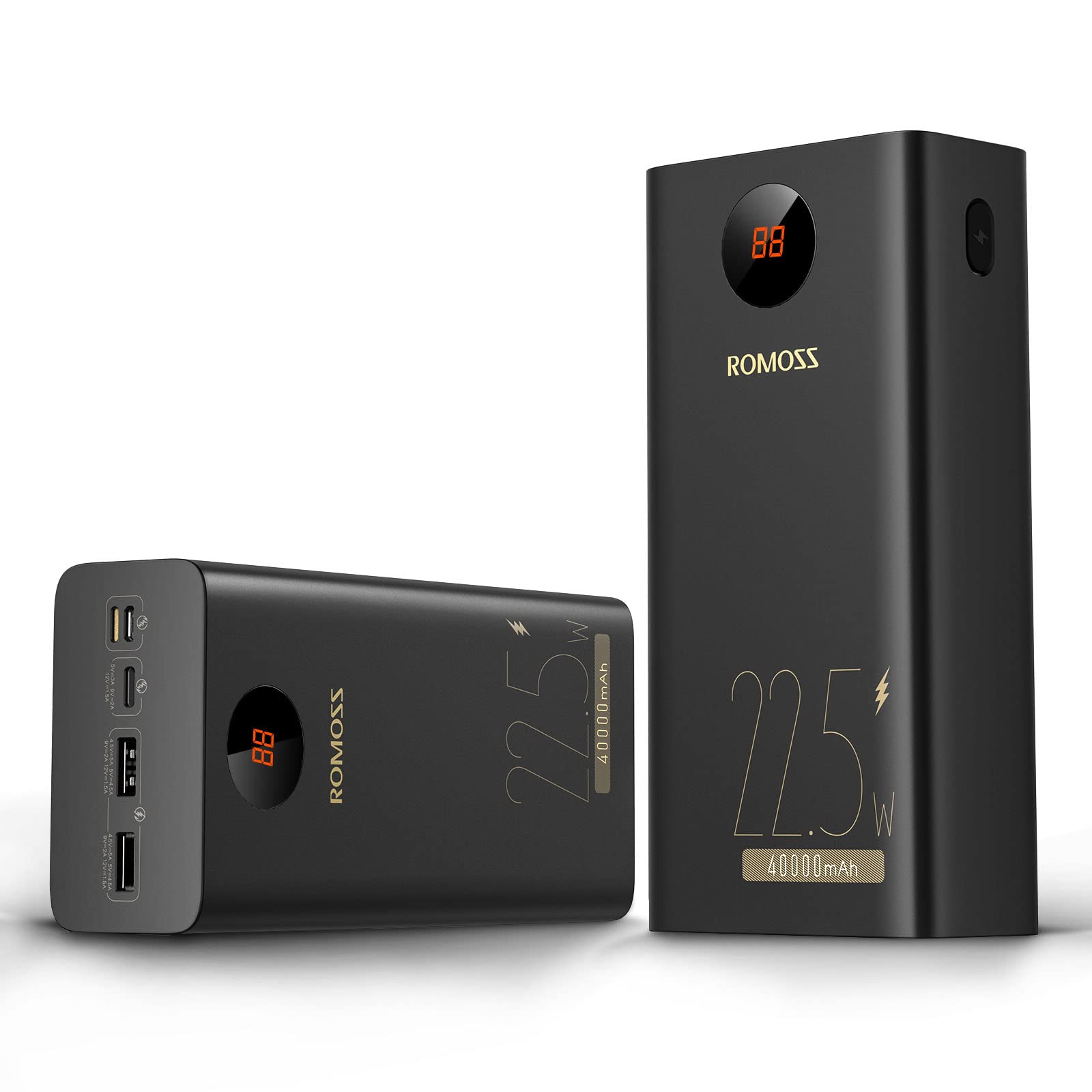 ROMOSS 40000mAh Portable Charger, 22.5W PD External Power Bank, USB C Fast Charging Battery Pack LED Display with 3 Outputs & 3 Inputs, Compatible with iPhone 15/14/13, iPad, Galaxy, Android and More