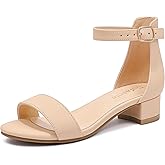 Dufannie Girls Sandals Low Heels Dress Pump Ankle Strap Open Toe Flower Girl Wedding Party for Toddler Little Big Kid