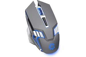 SHUNJINRUN Bluetooth Mouse Wireless Gaming Mouse Quiet, 7 Buttons, 800mAh Rechargeable, Silent Click, 3 Modes, RGB Computer Mouse for Chromebook, Laptop, PC, iPad, Tablet, MacBook, Office, Games - Space Gray