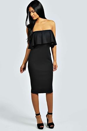 black bandeau midi dress