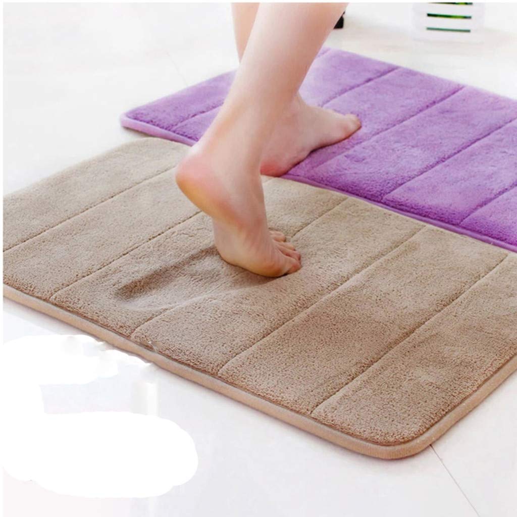 Houshelp Bath Mat Non Slip Absorbent Super Cozy Velvet Bathroom Rug Carpet Soft and Comfortable Water Absorption Mat Brown