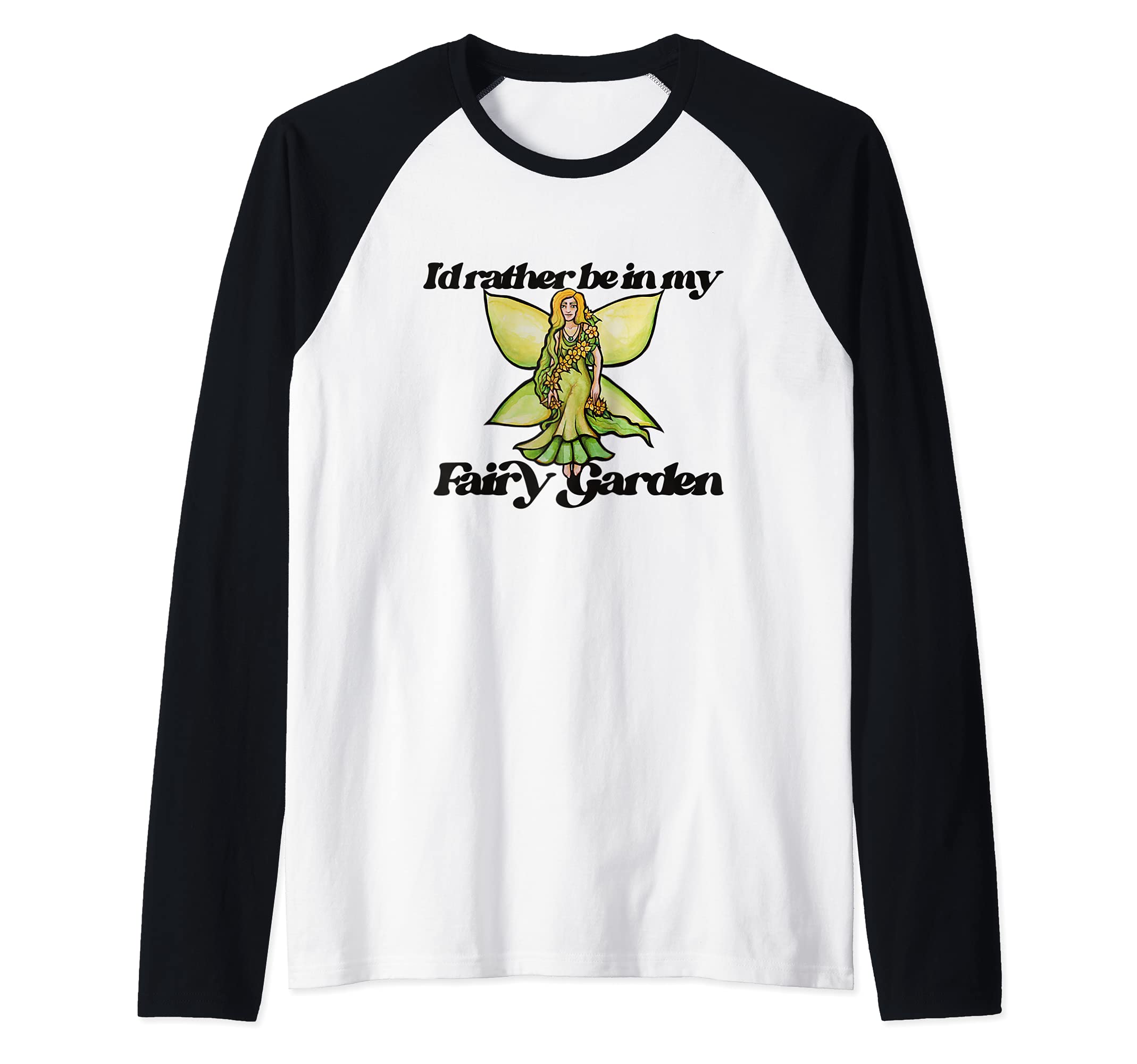 Garden Fairy Faerie Garden Raglan Baseball Tee