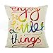 Aremazing Colorful Letters Cotton Linen Home Decor Pillowcase Throw Pillow Cushion Cover 18 x 18 Inches (Enjoy The Little Things)