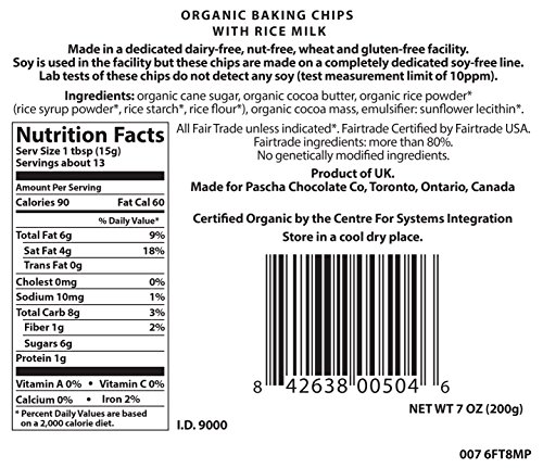 Pascha Organic Chocolate Chip with Rice Milk, 7 Ounce (Pack of 8)