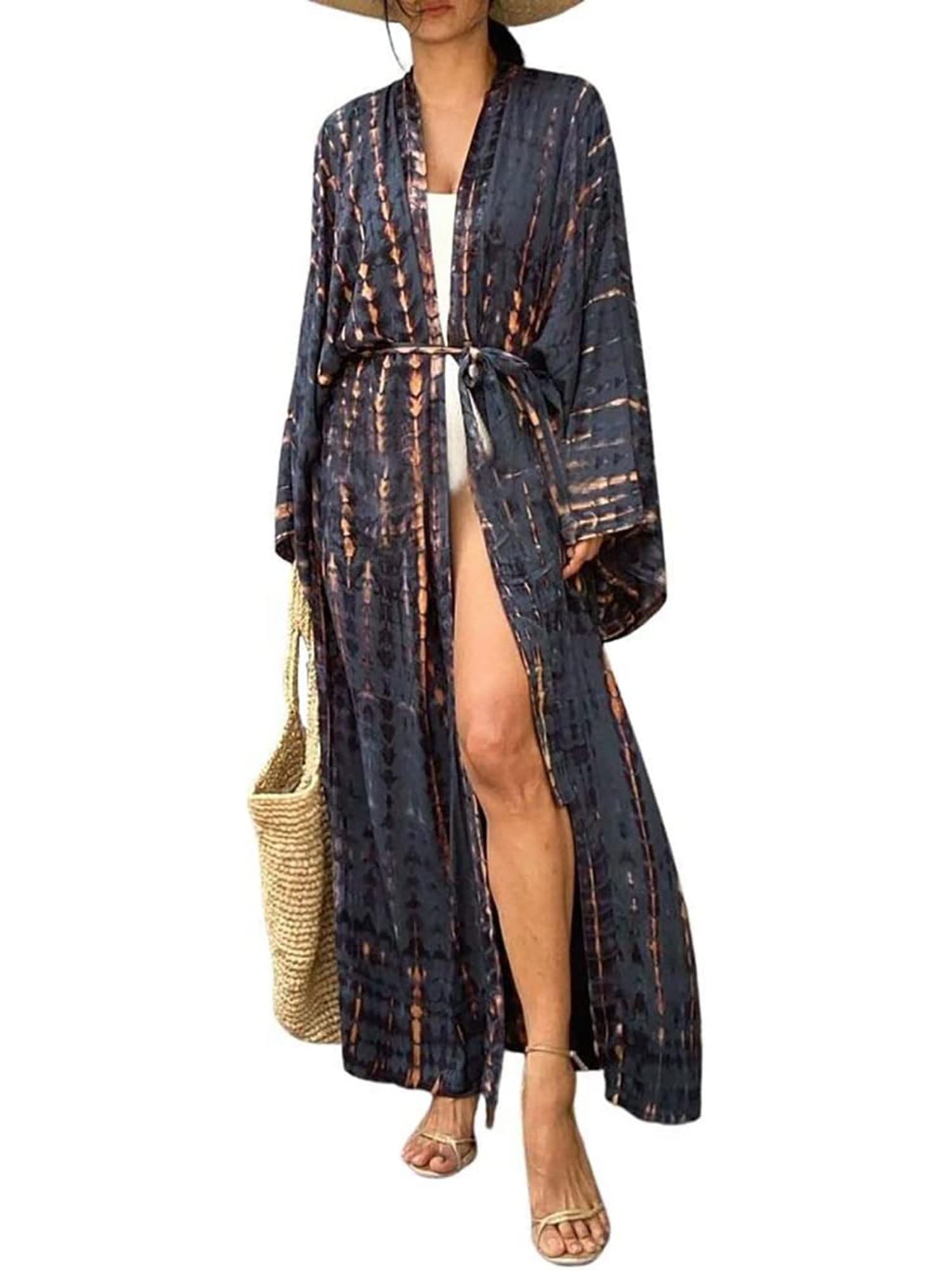 Chunoy Cardigan Kimono Donna In Chiffon Floreale - Maniche Corte, Aperto, Taglia S, Rosa, Perfetto Per L'Estate