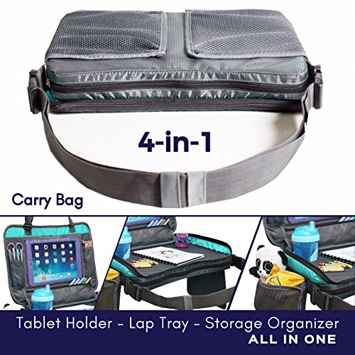 ORGANIZED EMPIREâ€™s Detachable 4 in 1 Kids Travel Tray, Storage Organizer, Carry Bag & Tablet Holder for Kids all in one. Most Stable Toddler Car Seat Tray toys on the Market, no Lap Balancing Required