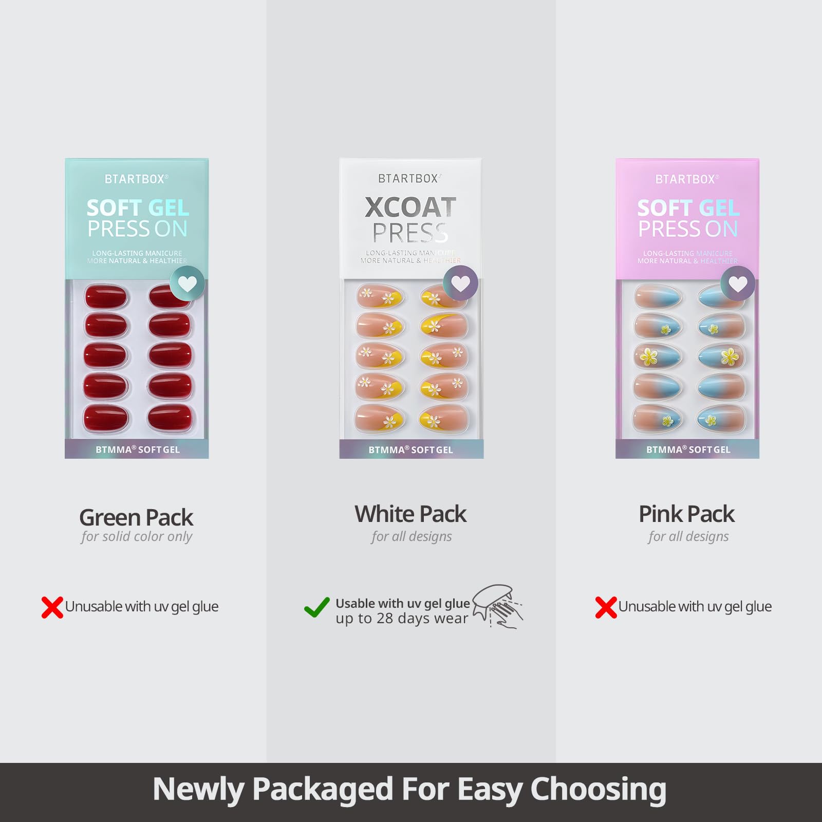 BTArtbox Press On Nails Short - Lamp-Curable Blue French Tip Almond Press On Nails with Glue for Women, Semi-Transparent Soft Gel Glue On Nails in 16 Sizes - 32 Stick On Nails Kit, Blue Blossom - Image 4