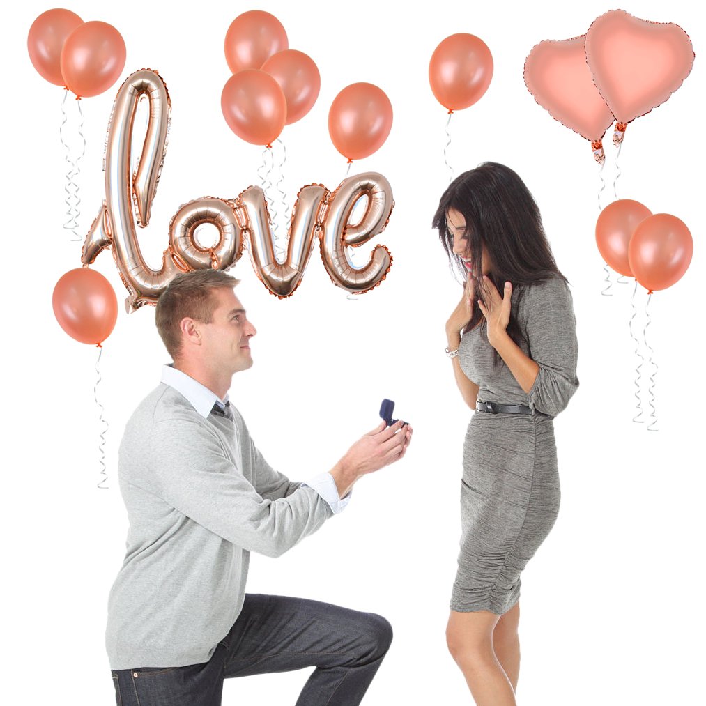 baotongle Rose Gold Love Balloons Kit, Valentines Day Decorations and Gift for Him or Her Rose Gold Foil Heart Balloons for Valentines,Wedding, Bridal Shower Decor