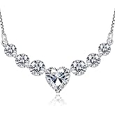 N9NEMUSES Moissanite Necklace for Women, 1.7-7.6 Carat Heart Necklace Engraved 'I LOVE YOU' Gift for Wife, Wedding Anniversary Birthday Gifts for Women, Jewelry Gifts for Her Wife Mom Girlfriend Lady