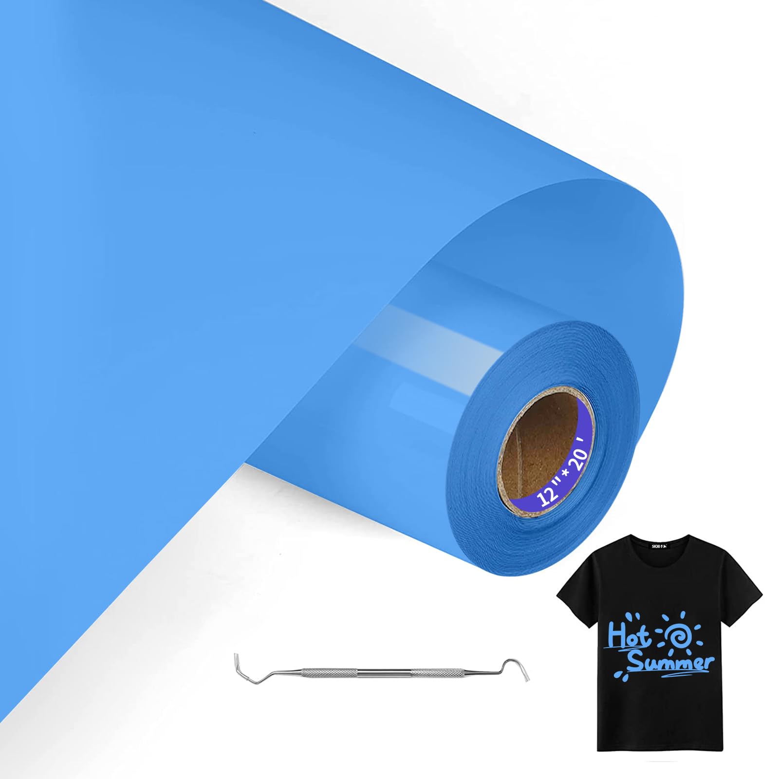 MeYuxg Plotter Film Textile Blue – 30.5 cm x 6 m Plotter Film for Textile, Heat Transfer Vinyl for Cricut & Cameo – Easy to Cut & Webbing for Flex Film Plotter Textile Design (Sky Blue)