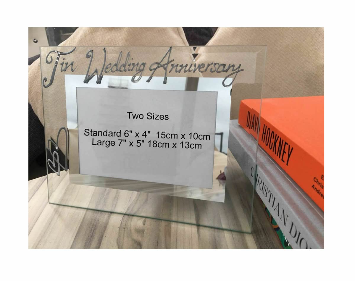 Tin (10th) Wedding Anniversary Photo Frame Land (Milestone) Standard 6” x 4”