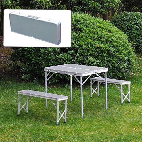 3FT Foldable Picnic Table w/Bench Seat Aluminum Portable Outdoor Garden Camping