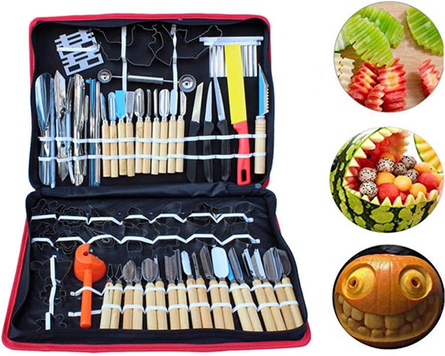 GPFDM 80Pcs Set Portable Vegetable Fruit Food Peeling Culinary Kitchen Carving Sculpting Modeling Tools Kit Pack