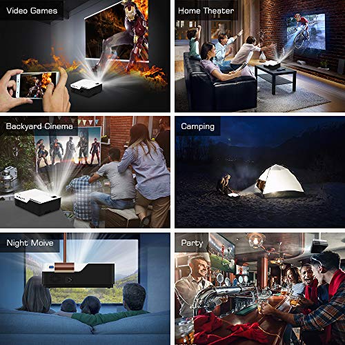 Wsky 1080P Projector, Native HD 4000Lux Home Theater- Support 1080P 1920x1080 Resolution with USB/HDMI/SD/AV Ports Ideal for Watching Movies Home Entertainment Gift Giving - Thumbnail 6