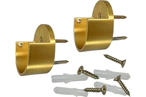DESUNIA Closet Rod Support Flanges with Screw On Attachment | Heavy Duty 32mm Diameter Clothes Pole End Sockets for Wardrobes | Satin Brass | 2 Pack