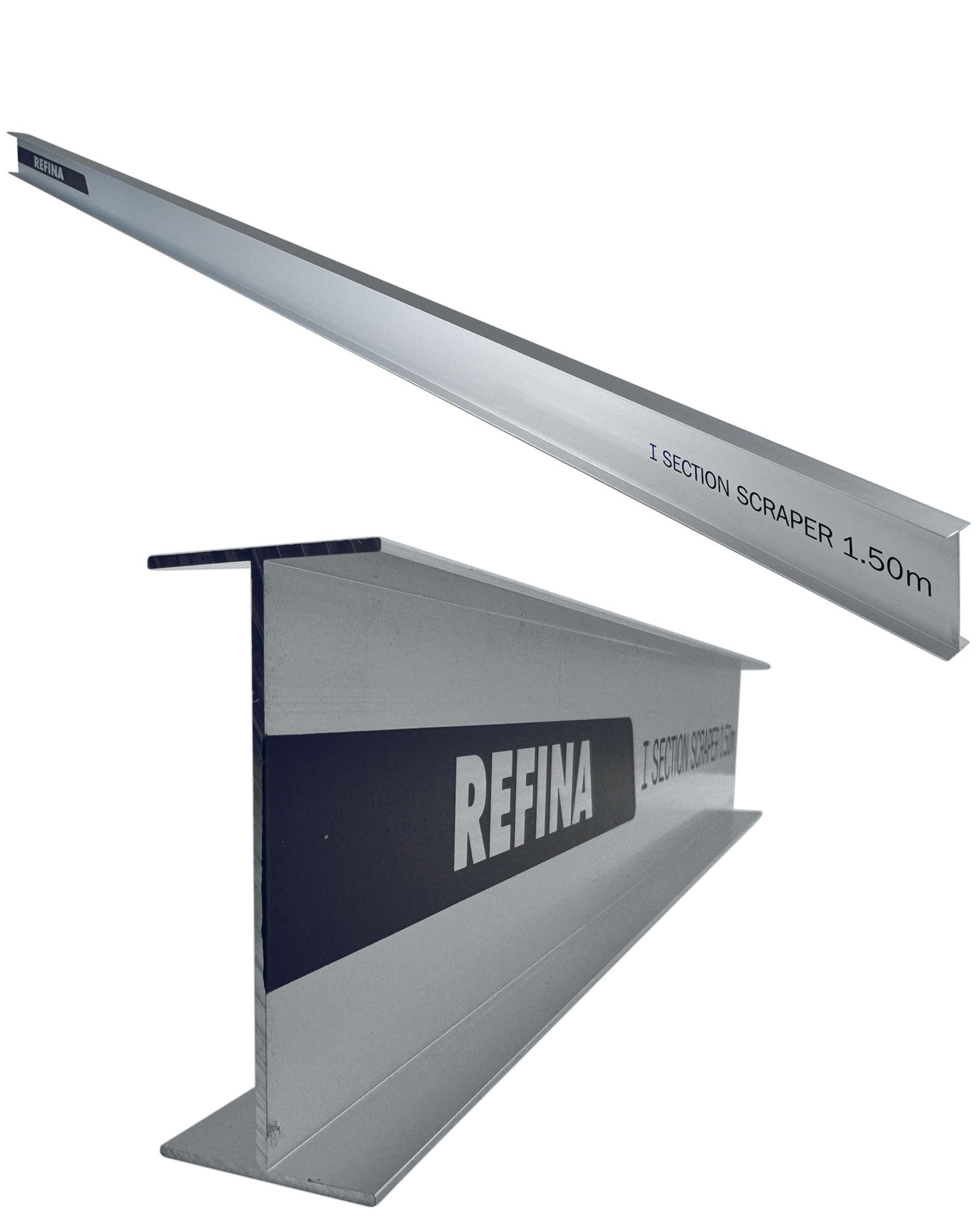 REFINA 5'0" (1.50m) I-Section Scraper Tool for Levelling, Flattening, Scraping & Render Finishes - 75 x 30mm Profile w/Straight Edge & Non-Marking Finish - Lightweight & Durable Aluminium I-Bar