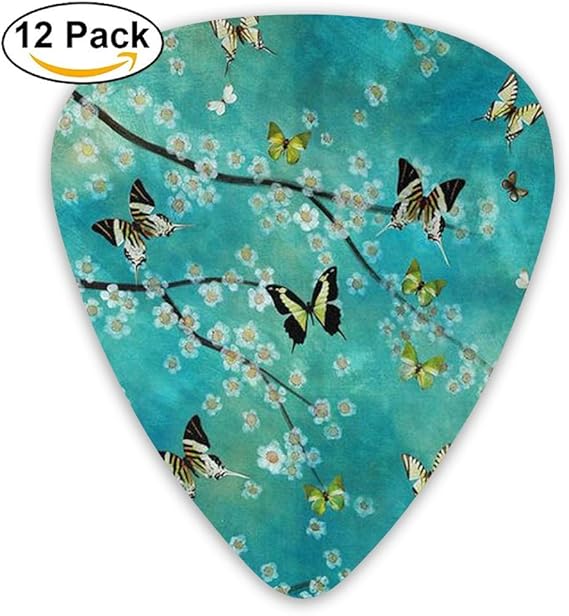 Amazon Co Jp かわいい蝶々 ピック ギターピック 12個入り それぞれ厚さ カラフル Puレザー ピックケース付き Thin 0 46mm Medium 0 71mm Heavy 0 96mm 各4枚 楽器
