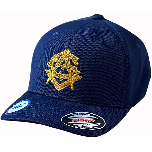 Masonic Square & Compass Embroidered Flexfit Hat - Cool & Dry Sport Cap For Adults