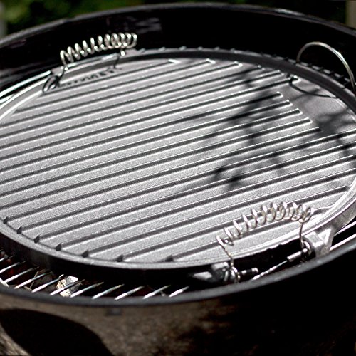 Rustler Round Cast Iron Griddle Pan for BBQ with Enamel Coating