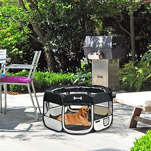 Mcdear Plegable Parque Mascota de Juego Fabric Pet Pen para Perros Gatos Conejos Animales pequeños Negro - Imagen 5