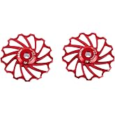 Akozon Red Aluminum 13T Bike Rear Derailleur Roller, 2 Pcs Wheel Derailleur Pulley