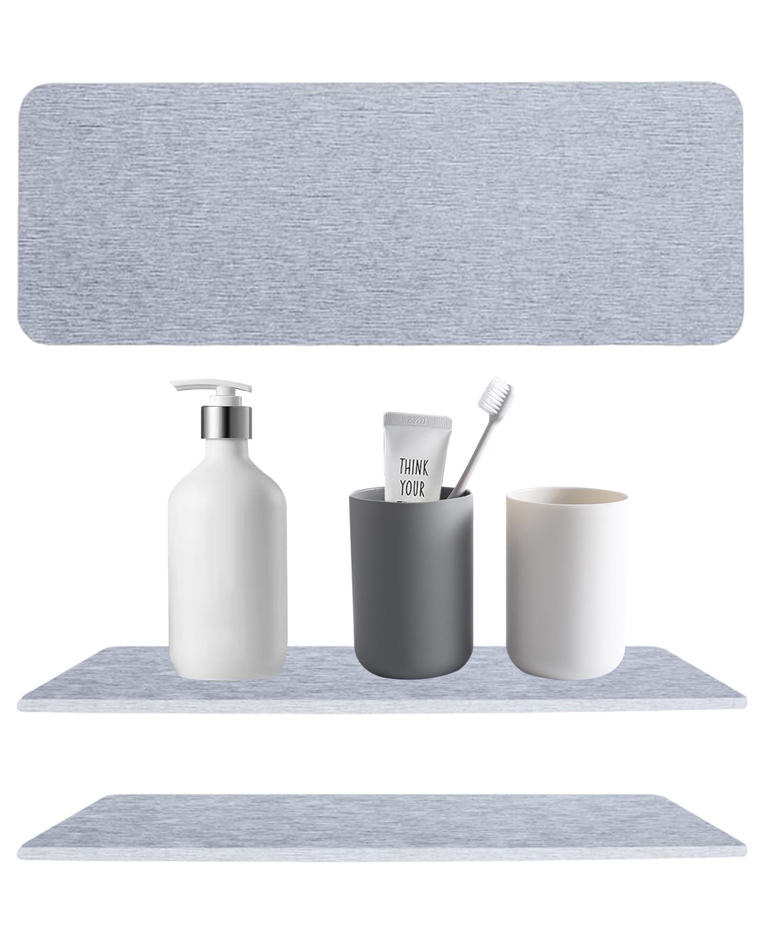 Water Absorbent Diatomite Coasters, 2PCS Diatomaceous Earth Soap Tray, Quick Drying Soap Holder, Diatomaceous Earth Bathtub Countertop Organizer for cup, Soap, Shampoo, Lotions, Bottles (Grey)