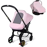 Baby Car Seat Cover, Original Carseat Covers with Adjustable Breathable Mesh Window & Pocket, Stretchy Infant Car Seat Canopy for Girls Boys, Kick-Proof Stroller Cover for All Seasons