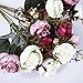 Hibery 7 Branch 21 Heads Artificial Fake Flowers Silk Rose Bouquet Wedding Home Office Floral Decor, Pack of 2 (White Pink)