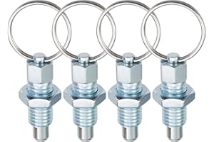 Bitray 4PcsStainless Steel Spring Plunger Hand-Retractable Spring Plunger M12 Knob Plunger with Pull Ring (M12-1.75-8)