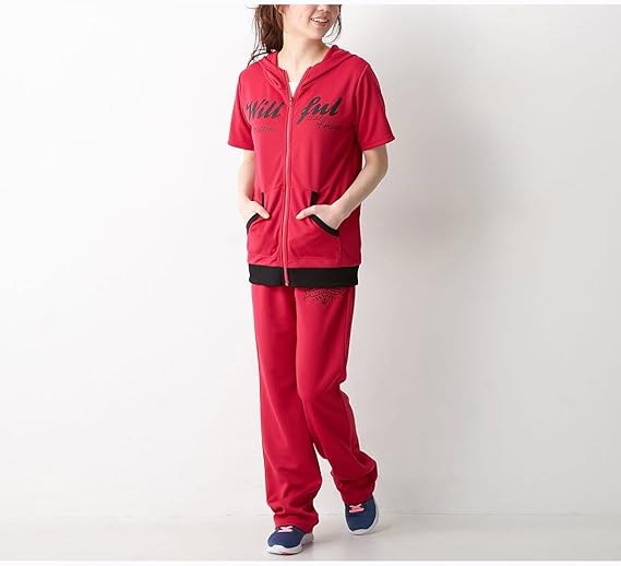 Amazon ニッセン Nissen レディース 大きいサイズ ジャージ ルームウェア 半袖 上下 ２点セット ブルゾン パンツ ラズベリー 10l ジャージ上下セット 通販