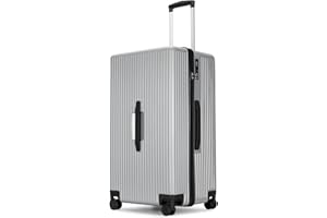 PRIMICIA GinzaTravel Trunk Luggage, 28 Inch Luggage with Spinner Wheels, Scratch resistant texture Lightweight PC material with TSA Lock (Star Silver)