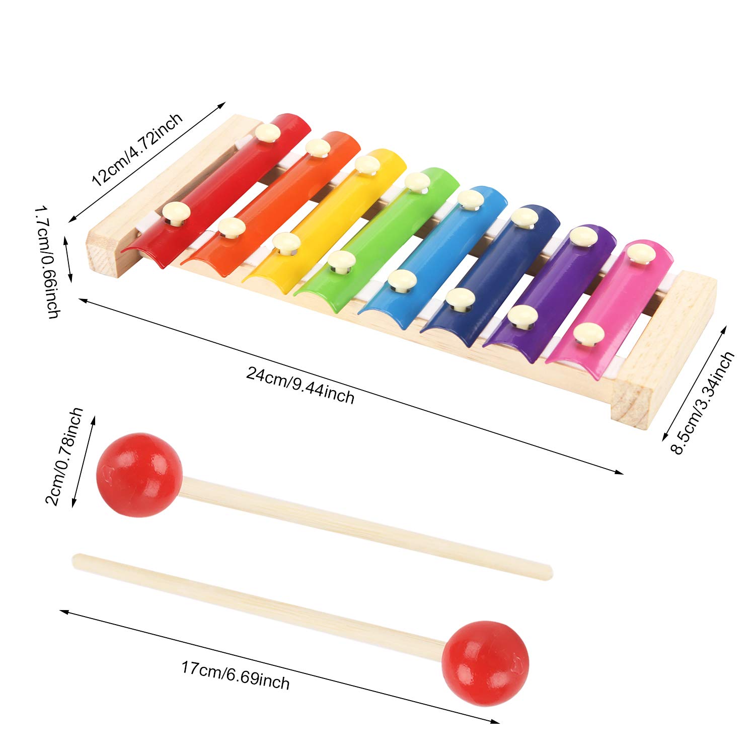 Xylophon Kinder Musikinstrumente Glockenspiel Musical Spielzeug Holz schlägel Kinderschlagzeug Pädagogische Geburtstag Weihnachten Holzspielzeug für Babys mit zwei kindersicheren hölzernen Schlägeln