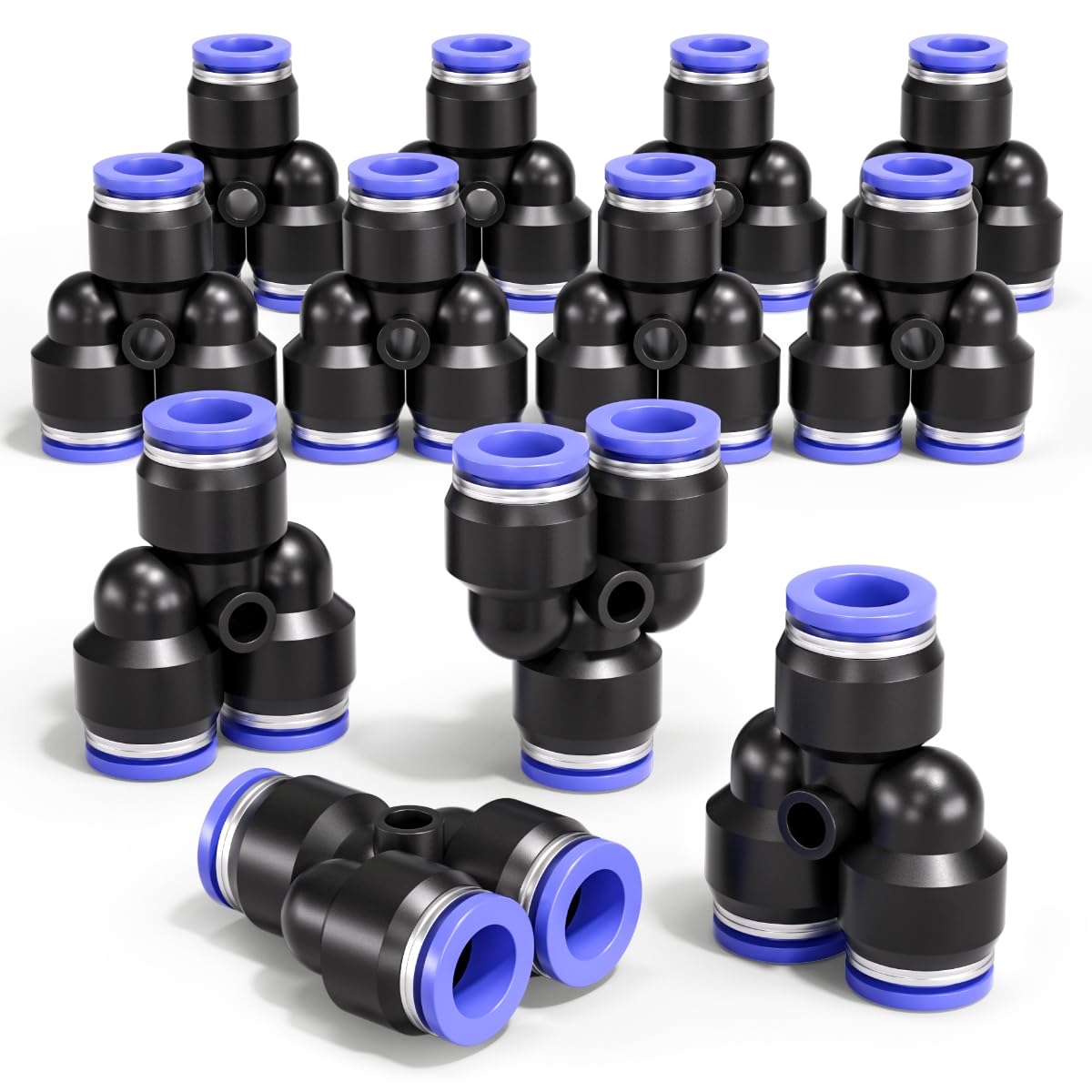 Bwintech 12 Pcs 12mm 3 Way Y Splitter Push in Connect Pneumatic Fitting,3 Way Plastic Quick Release PY Air Line Adapter