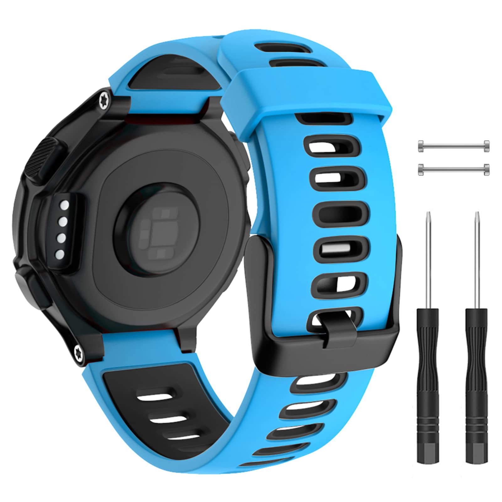 ISABAKE for Garmin Forerunner 735XT/235 Strap Silicone Replacement Band for Forerunner 220/230/620/630, Black Buckle