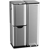 mVm 16 Gal 3 in 1 Kitchen Trash Can, Triple Compartment Garbage Can, Heavy Duty Anti Fingerprint Brushed Recycling Bin for Office Home