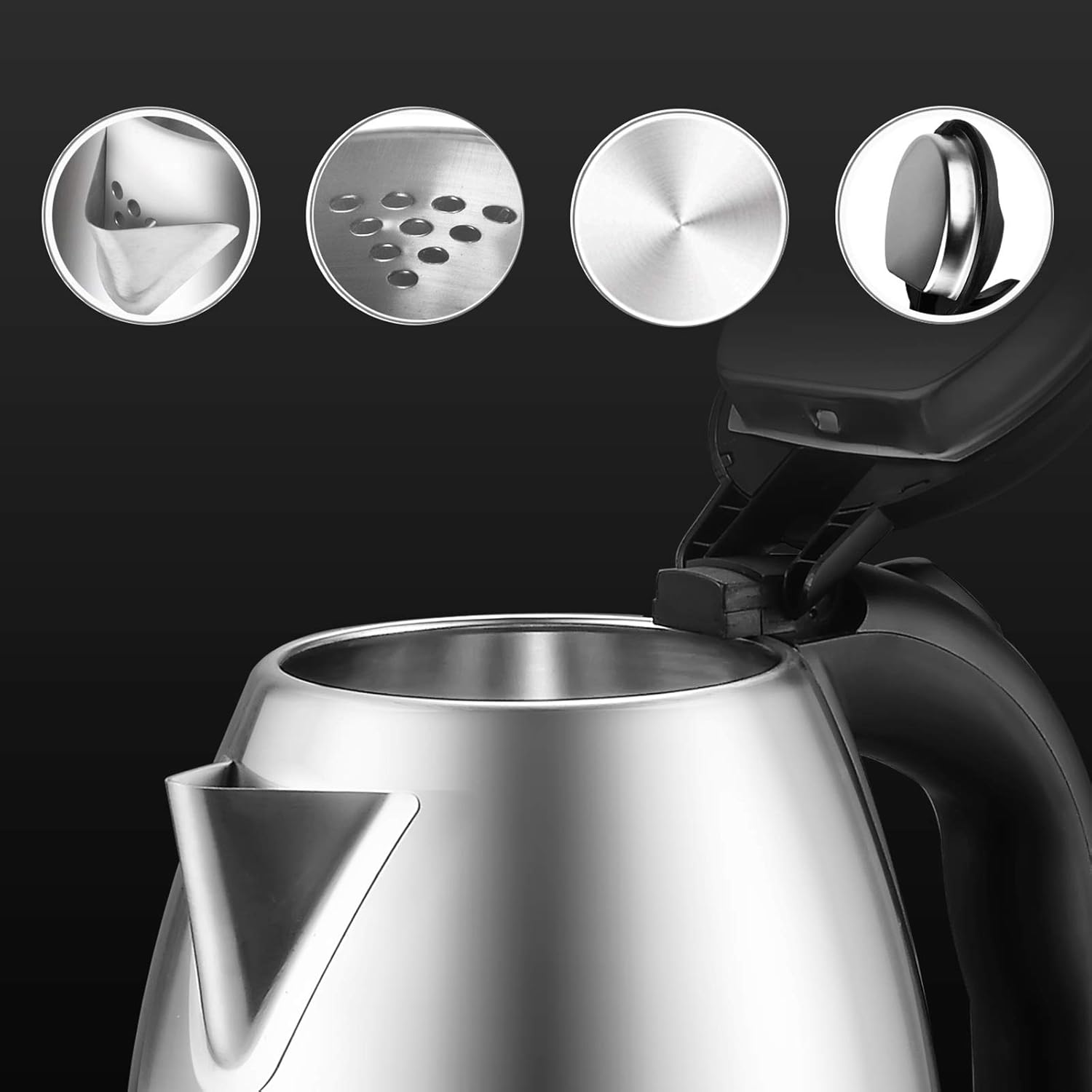 Dezin Electric Kettle Upgraded, 2L Stainless Steel Cordless Tea Kettle, Fast Boil Water Warmer with Auto Shut Off and Boil Dry Protection Tech for Coffee, Tea, Beverages: Kitchen & Dining