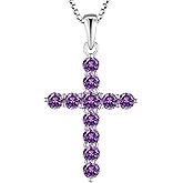 STARCHENIE Cross Necklace Sterling Silver Crucifix Pendant Gemstones Jewelry for Women